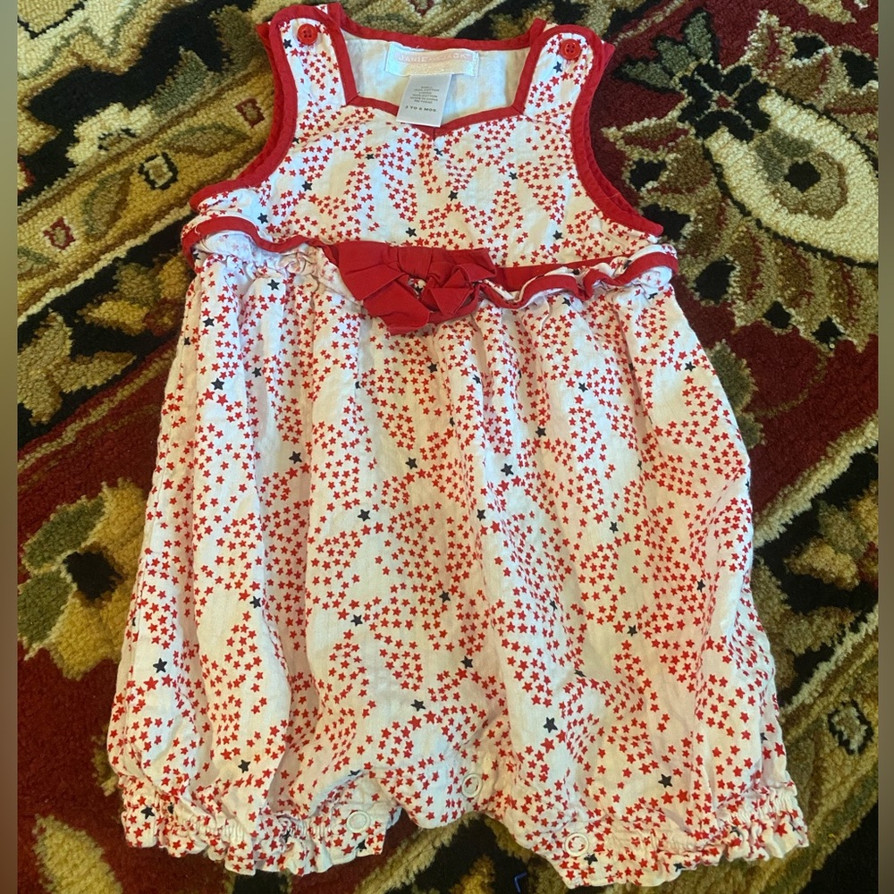 3-6M Janie and Jack Red and White Star bodysuit Romper